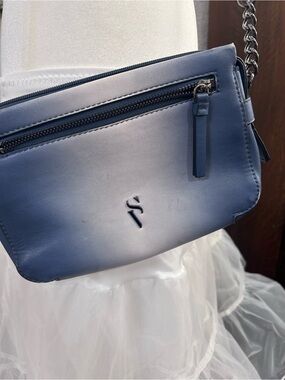 Simply Vera Vera Wang Blue Leather Crossbody with Chain Strap